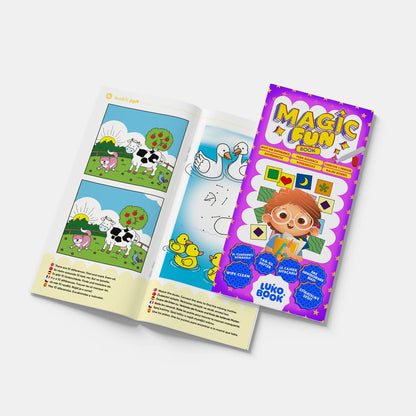 Magic Fun – Sada 3 knih pro rozvoj pozornosti a myšlení | Stíratelné aktivity – bludiště, hledání rozdílů a spojování bodů