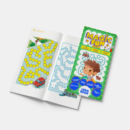 Magic Fun – Sada 3 knih pro rozvoj pozornosti a myšlení | Stíratelné aktivity – bludiště, hledání rozdílů a spojování bodů