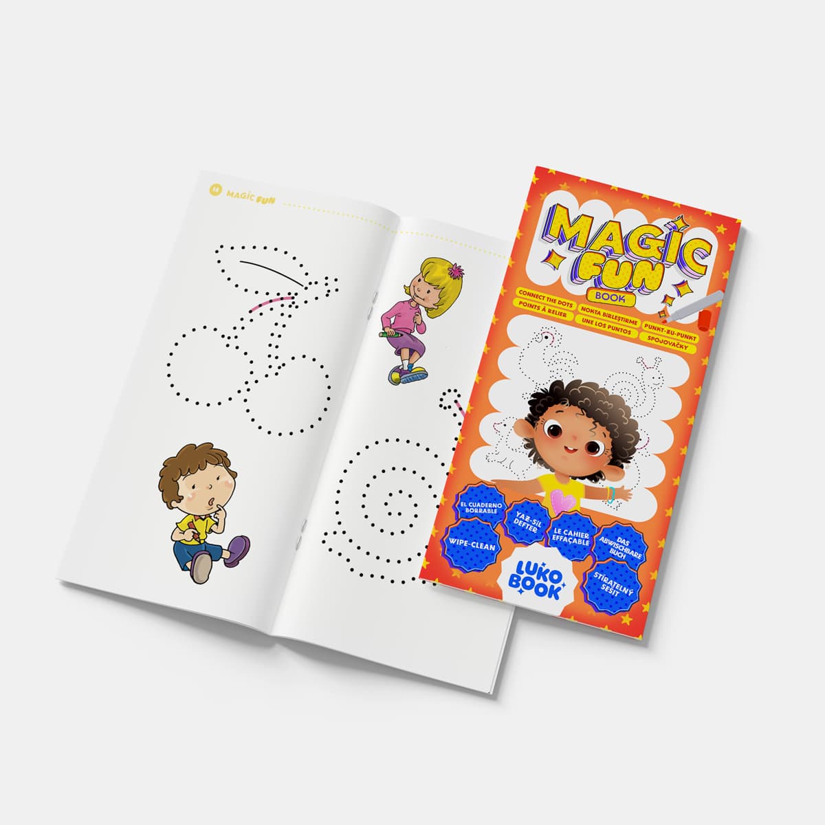 Magic Fun – Sada 3 knih pro rozvoj pozornosti a myšlení | Stíratelné aktivity – bludiště, hledání rozdílů a spojování bodů
