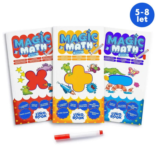 Magic Math – První matematická sada 3 knih | Stíratelné knihy – sčítání, odčítání a násobení